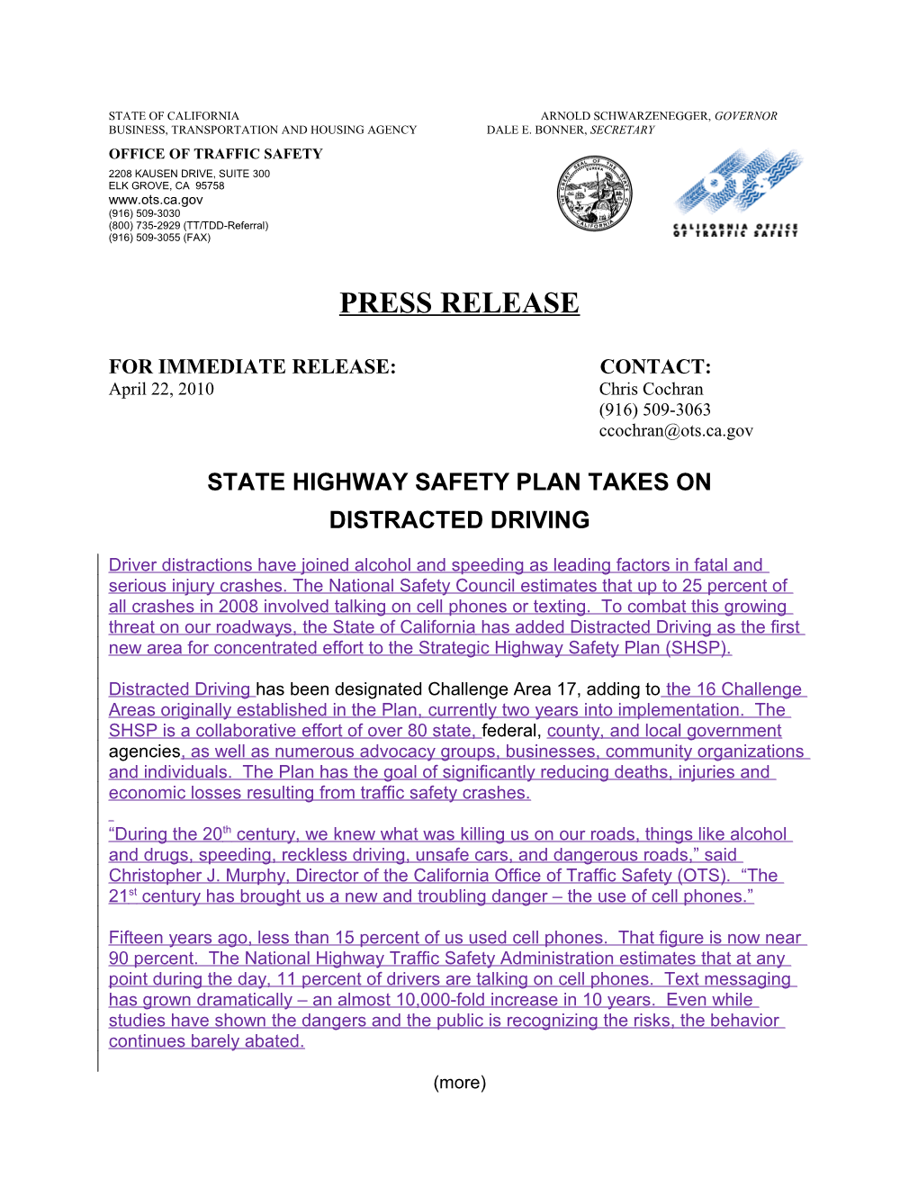 State Highway Safety Plan Takes On