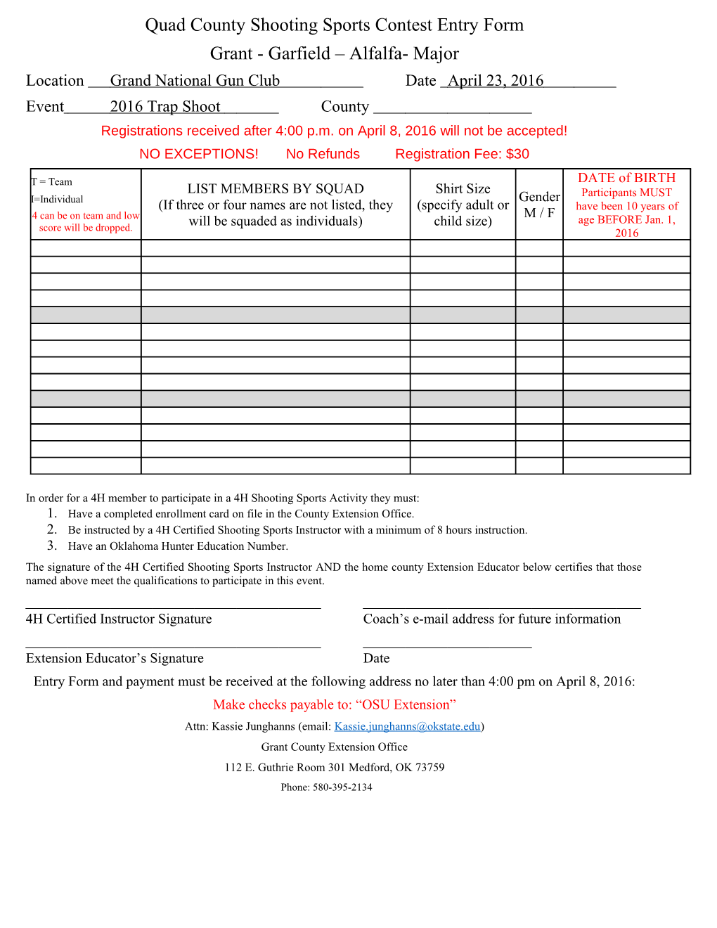 4 H Shooting Sports Member Certification