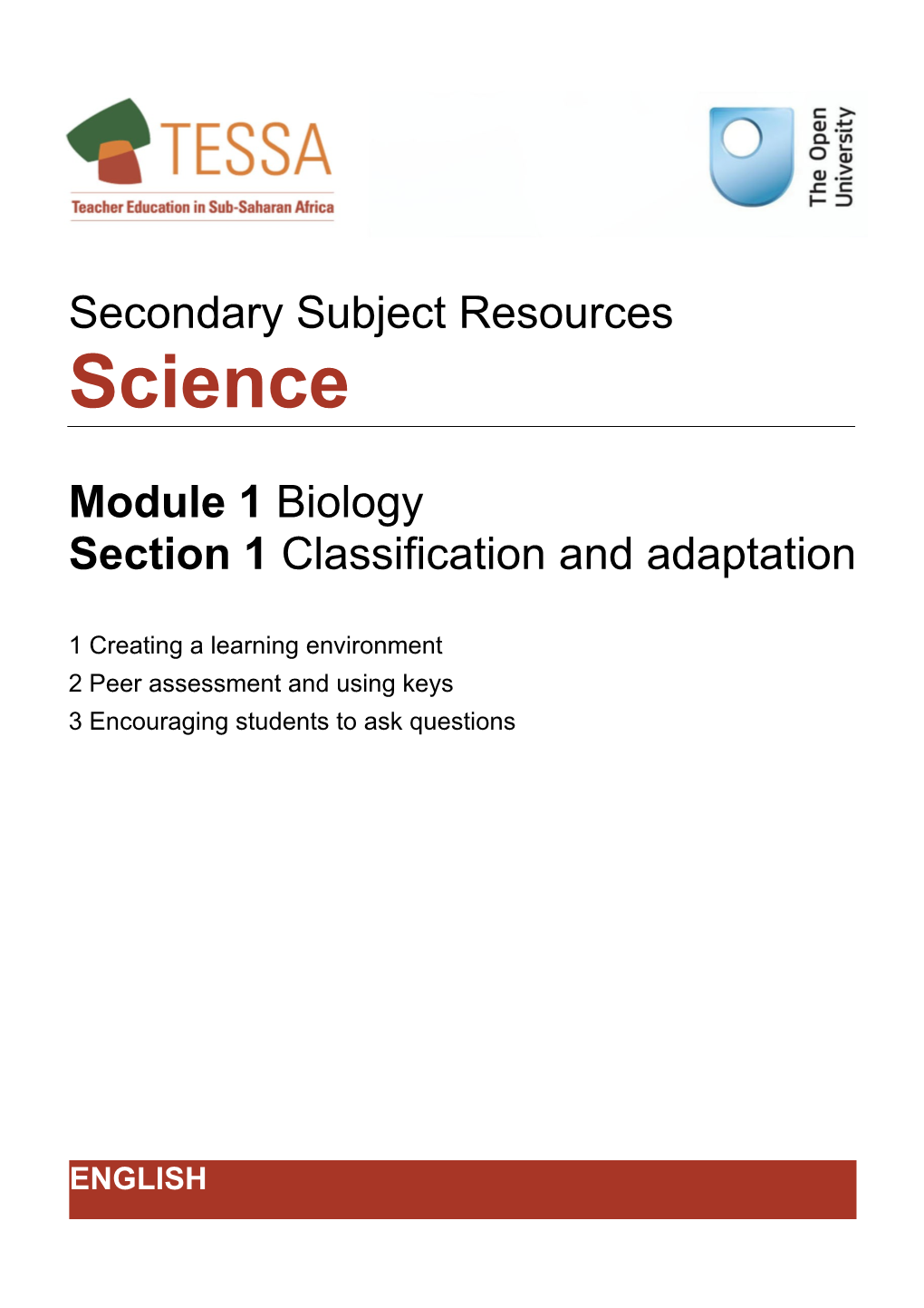 Section 1 : Classification and Adaptation