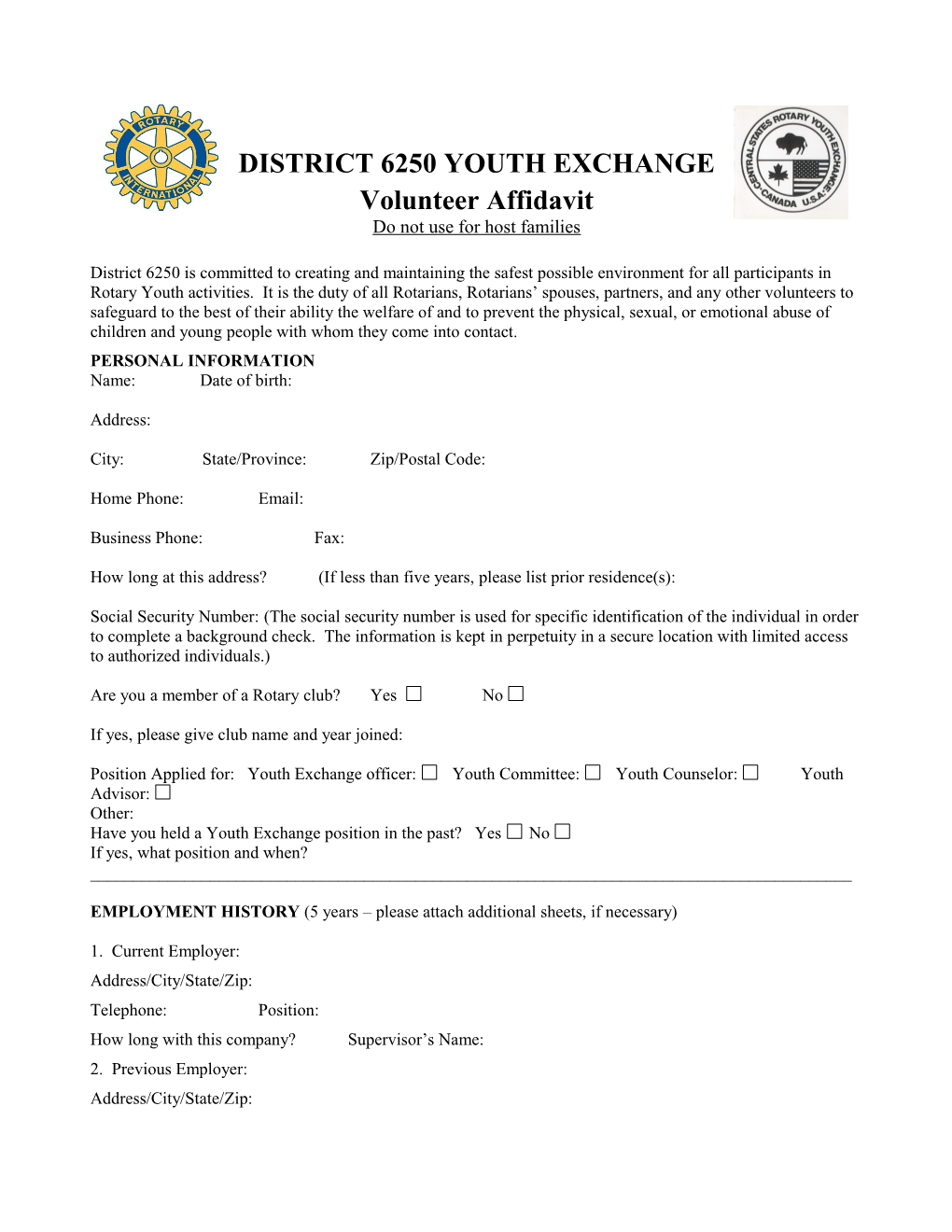 District 6250 Youth Protection Policy