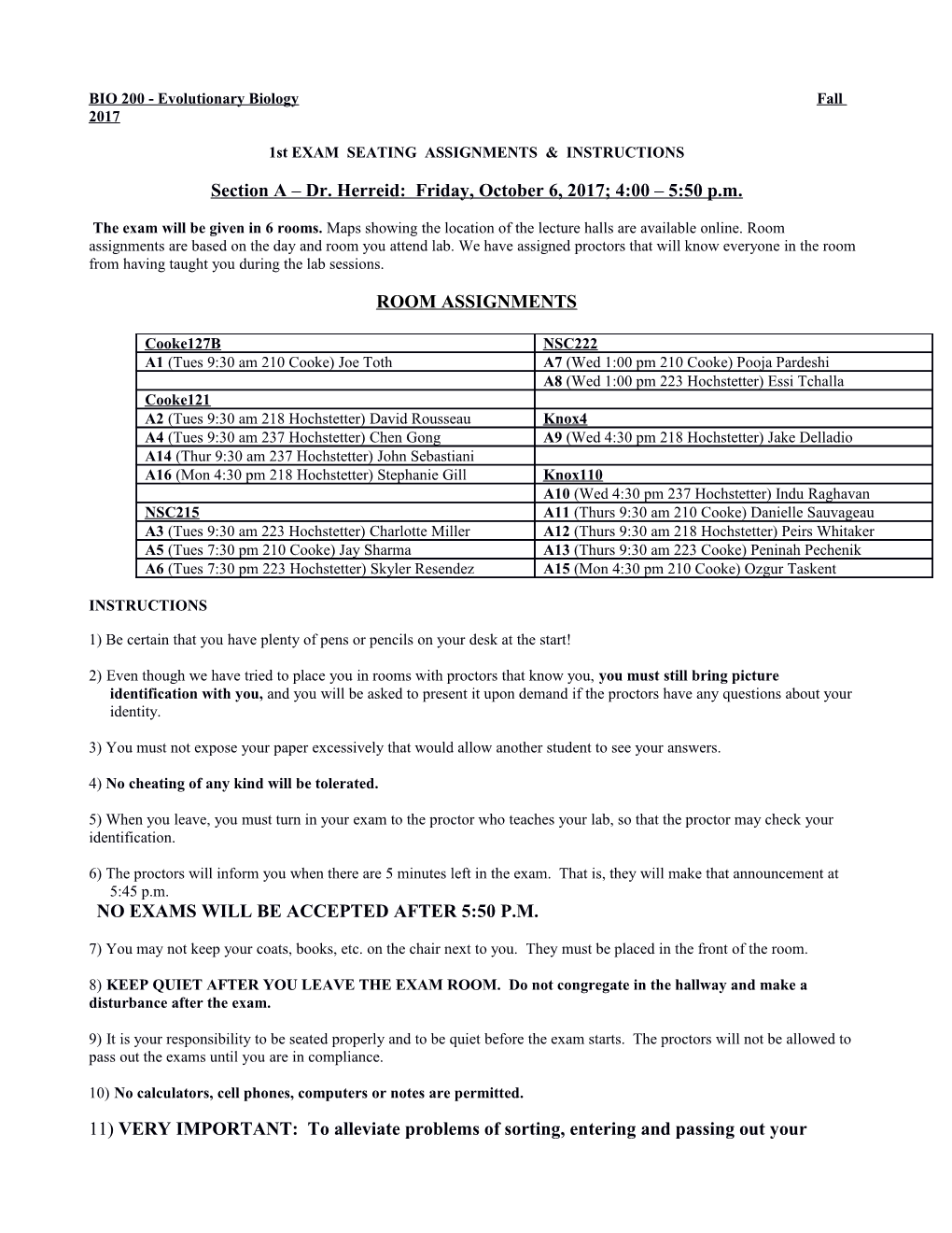 BIO 200 - Evolutionary Biology, Spring 1997