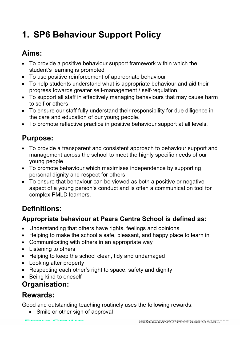 SP6 Behaviour Support Policy