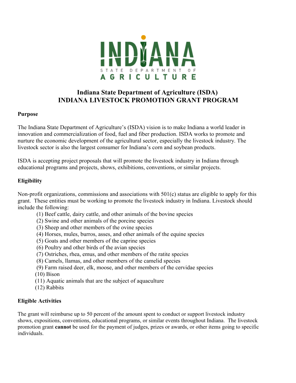 Indiana State Department of Agriculture (ISDA)