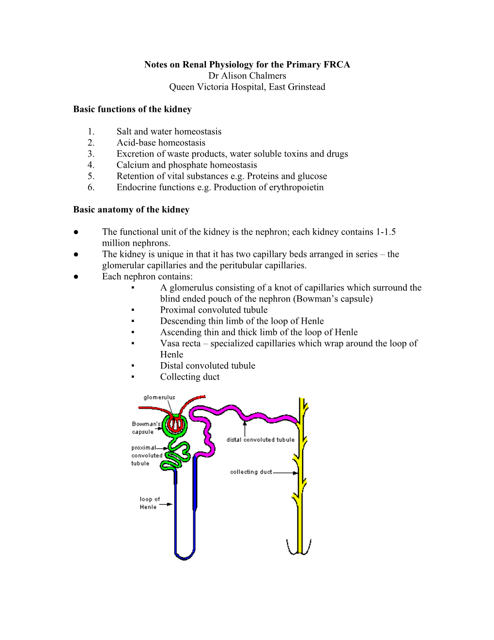 Renal Physiology for the Primary FRCA