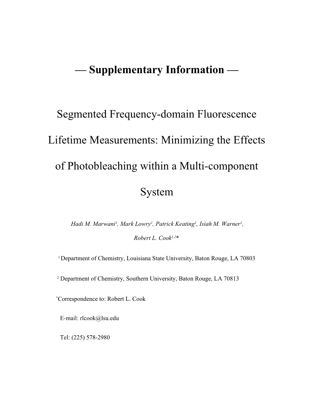 Fluorescence Lifetime Measurements of Pyrene with Dissolved Humic Materials