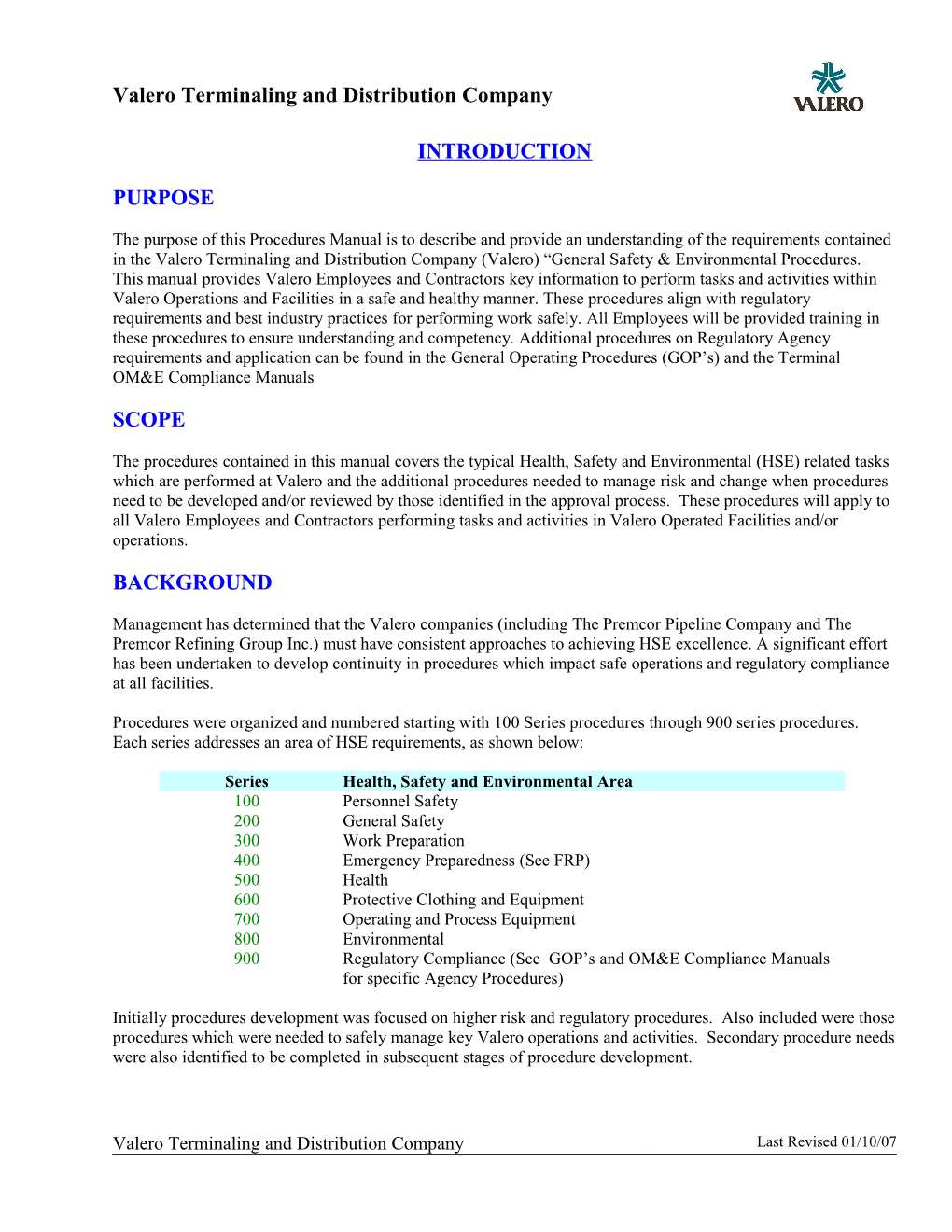 Valero Terminaling and Distribution Company