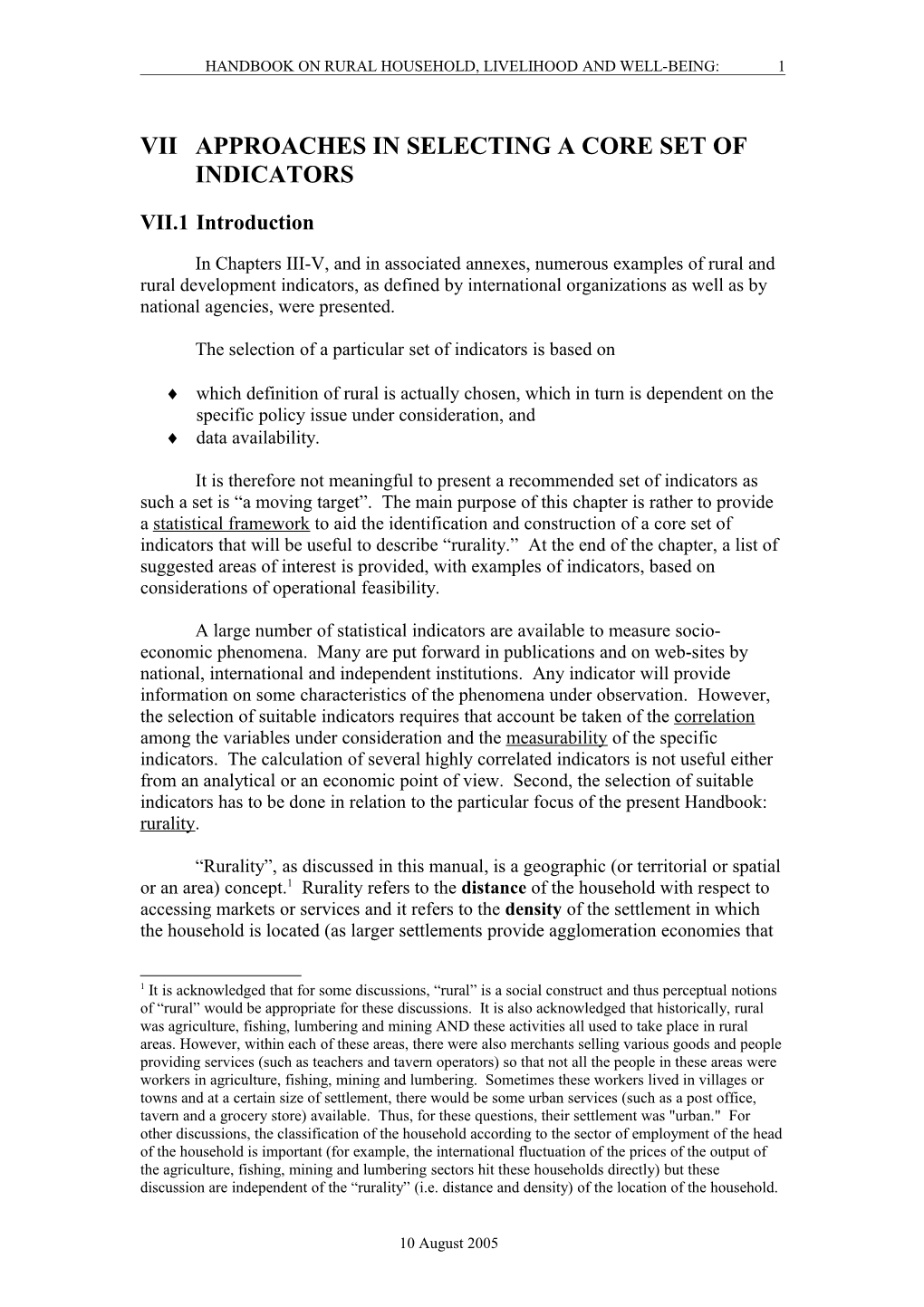 Chapter VI Rural Indicators