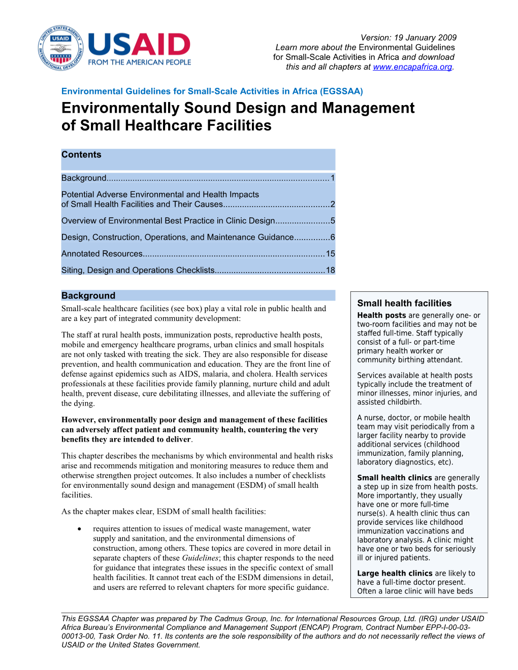 Environmental Guidelines for Small-Scale Activities in Africa (EGSSAA)