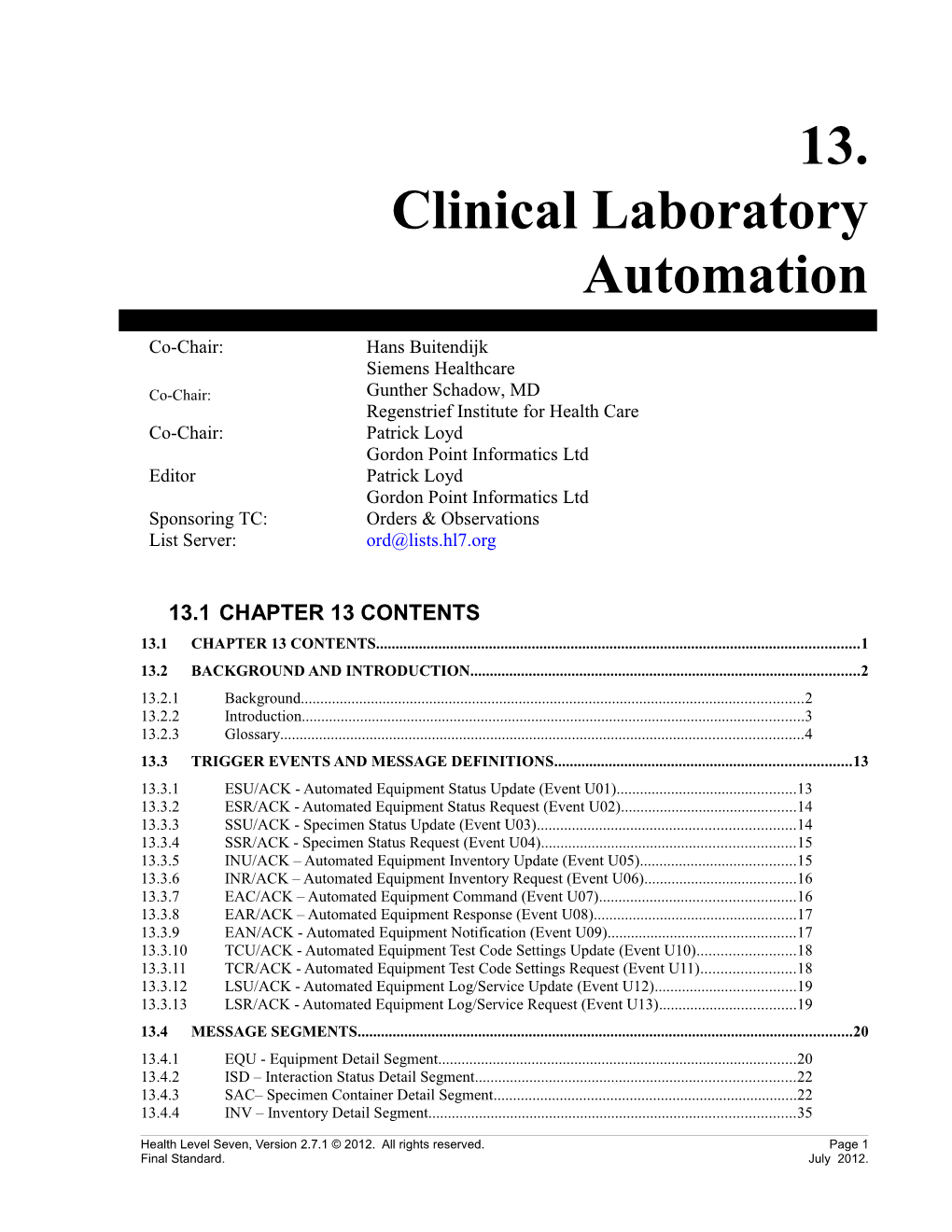 V2.7 Chapter 13 - Clinical Laboratory Automation