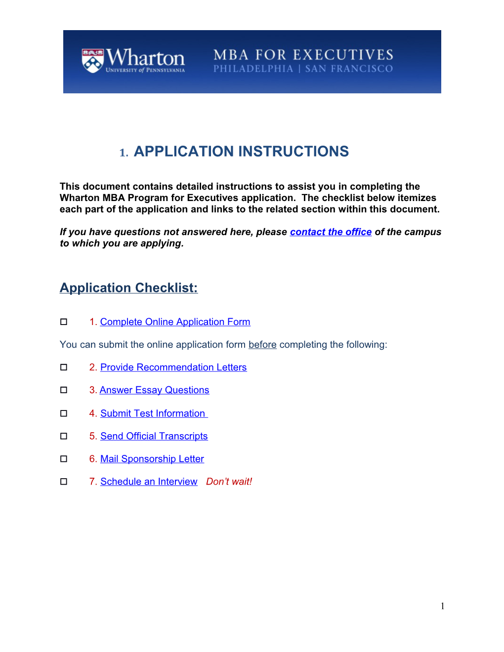 Application Instructions