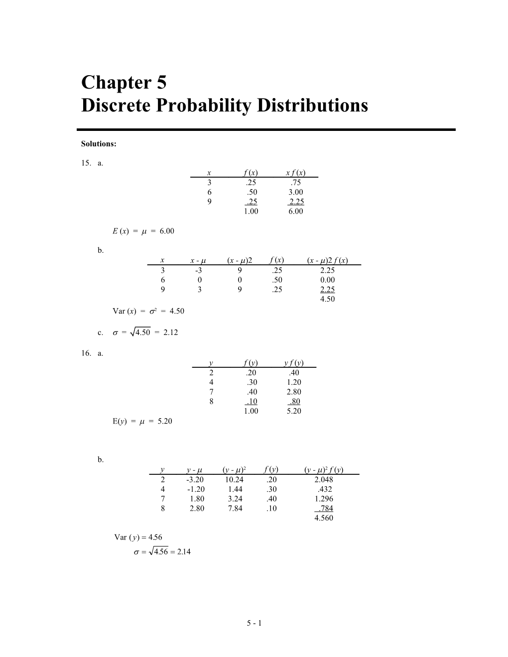 Discrete Probability Distributions