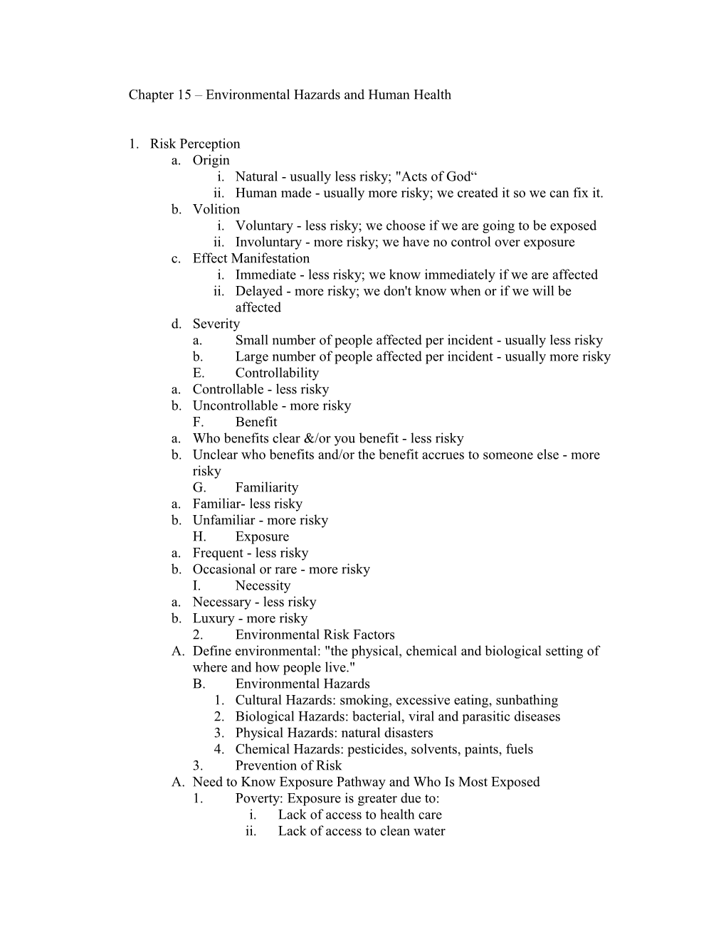 Chapter 15 Environmental Hazards and Human Health