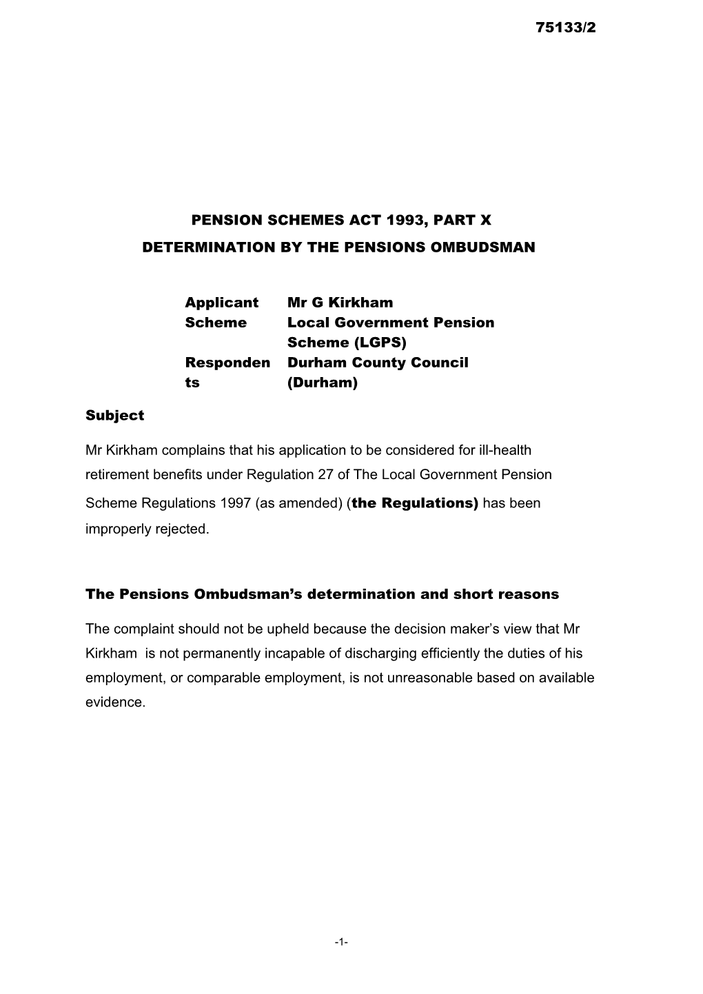 Pension Schemes Act 1993, Part X s71