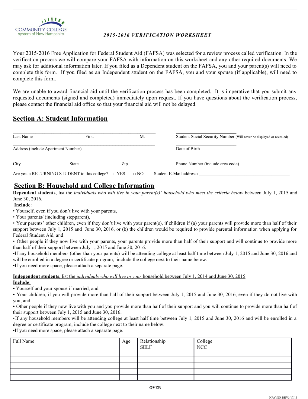 Section A: Student Information