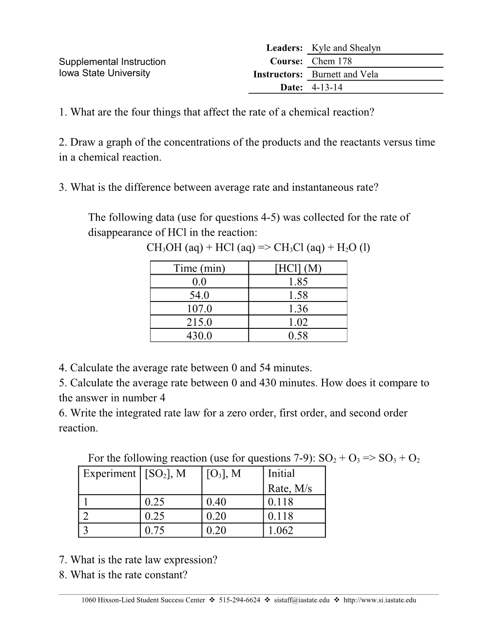 1. What Are the Four Things That Affect the Rate of a Chemical Reaction?