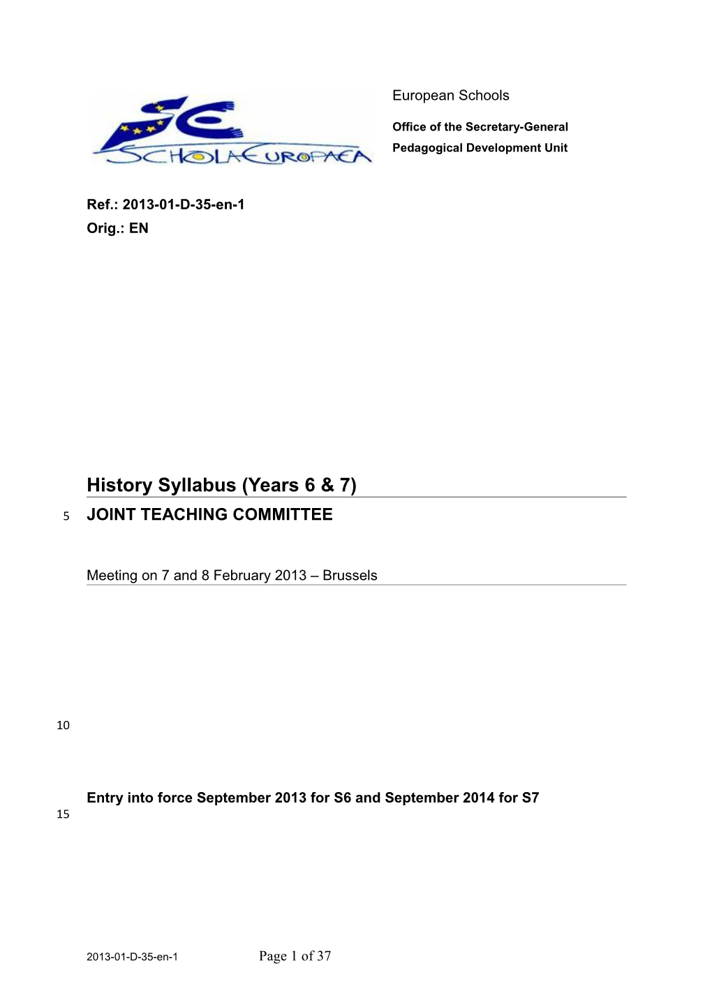 History Syllabus (Years 6 and 7)