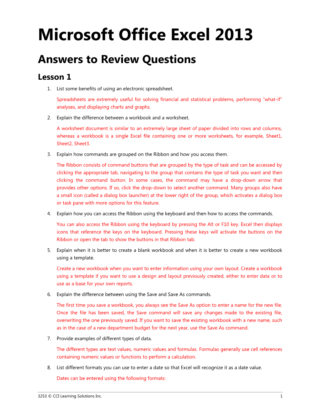 Review Questions Answer Key