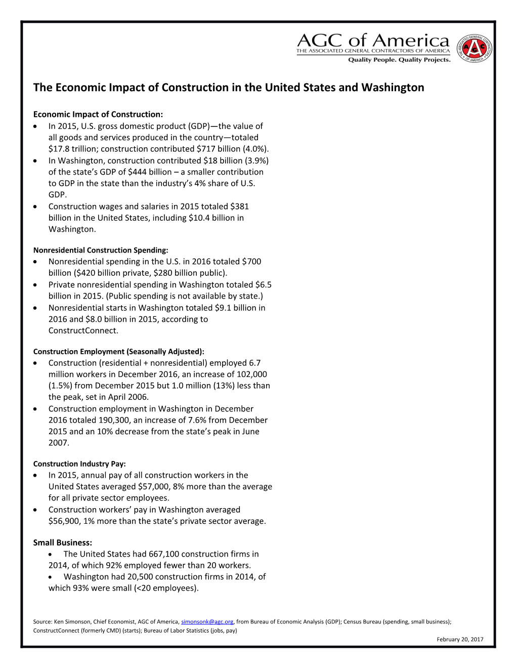 The Economic Impact of Construction in the United States and Washington