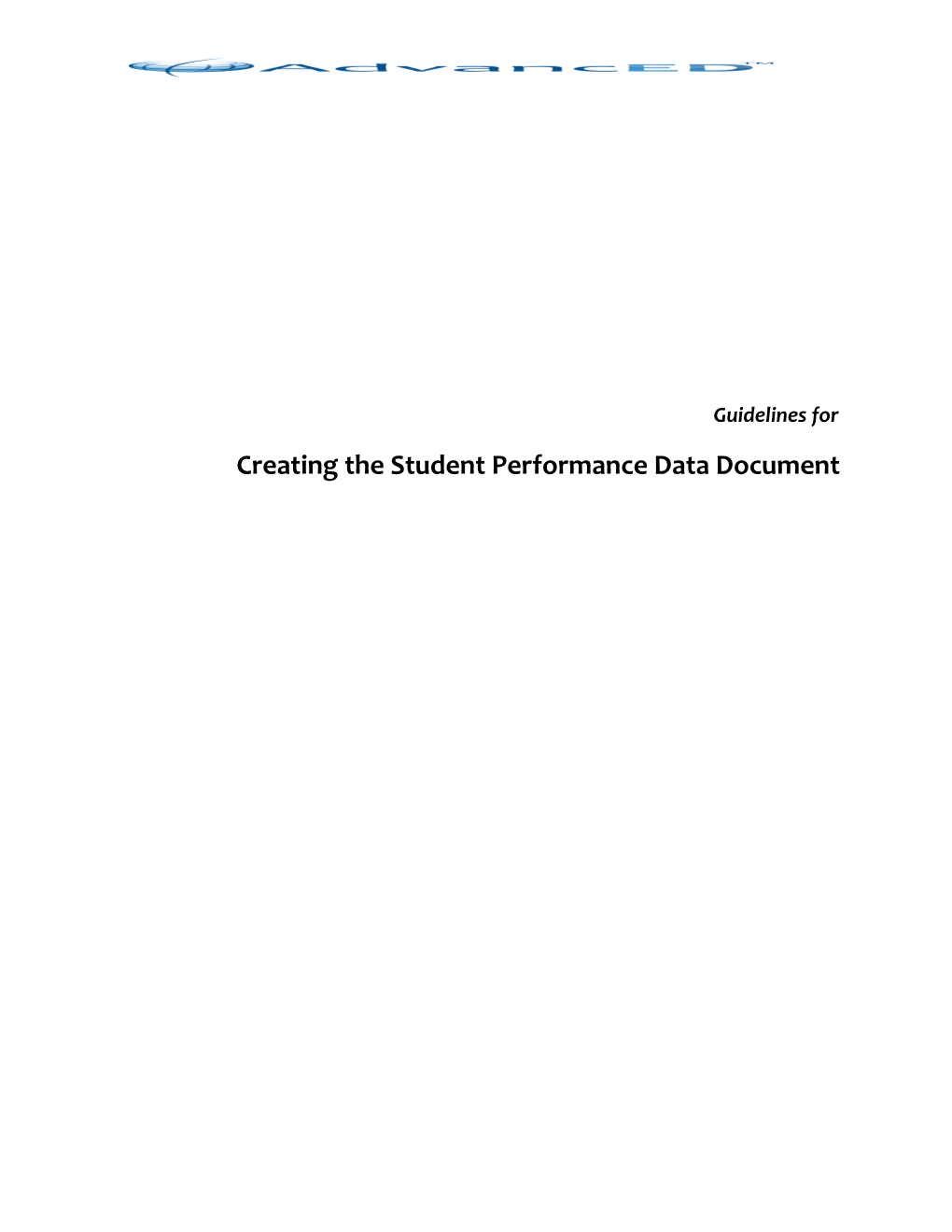 Creating the Student Performance Data Document