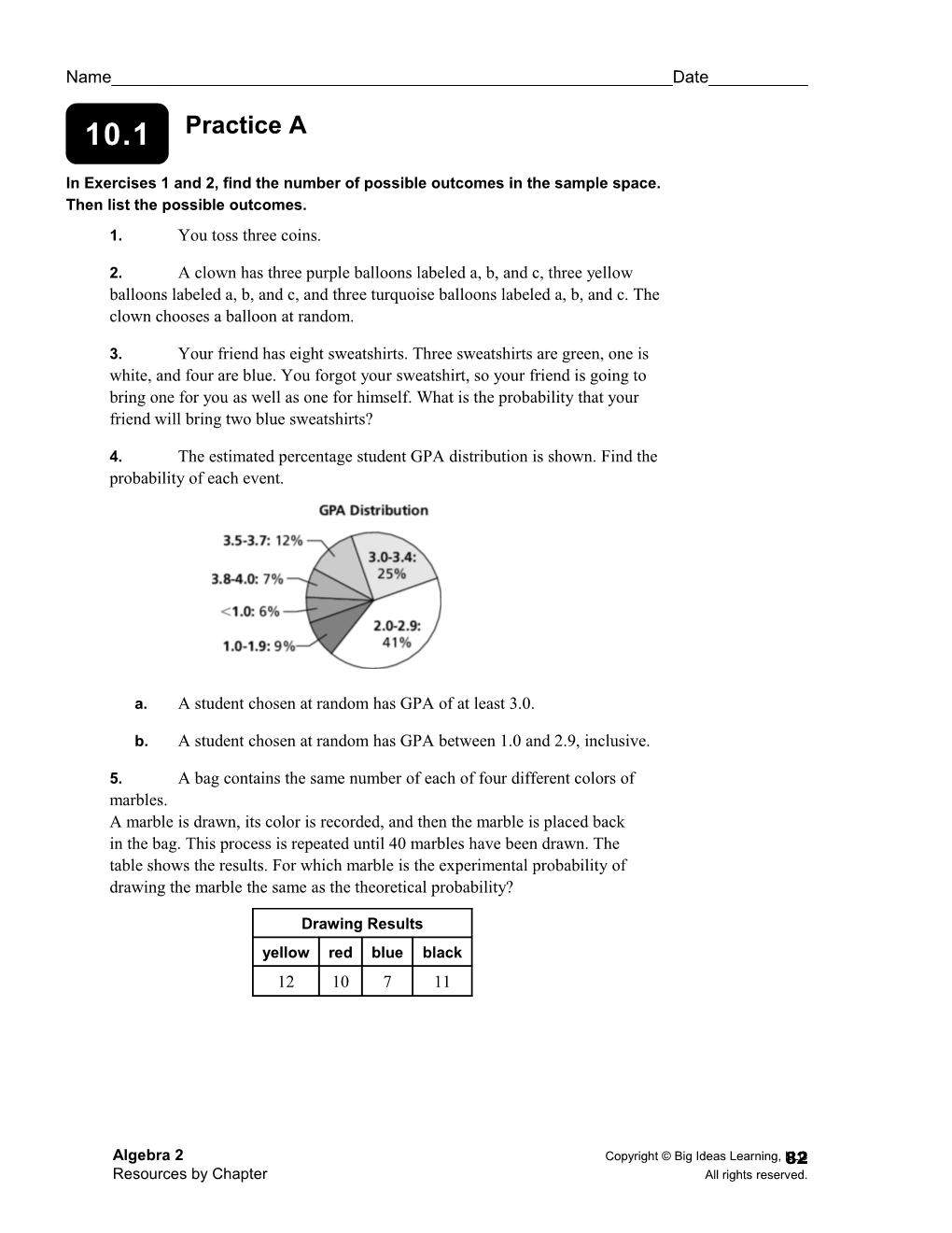 In Exercises 1 and 2, Find the Number of Possible Outcomes in the Sample Space. Then List s1