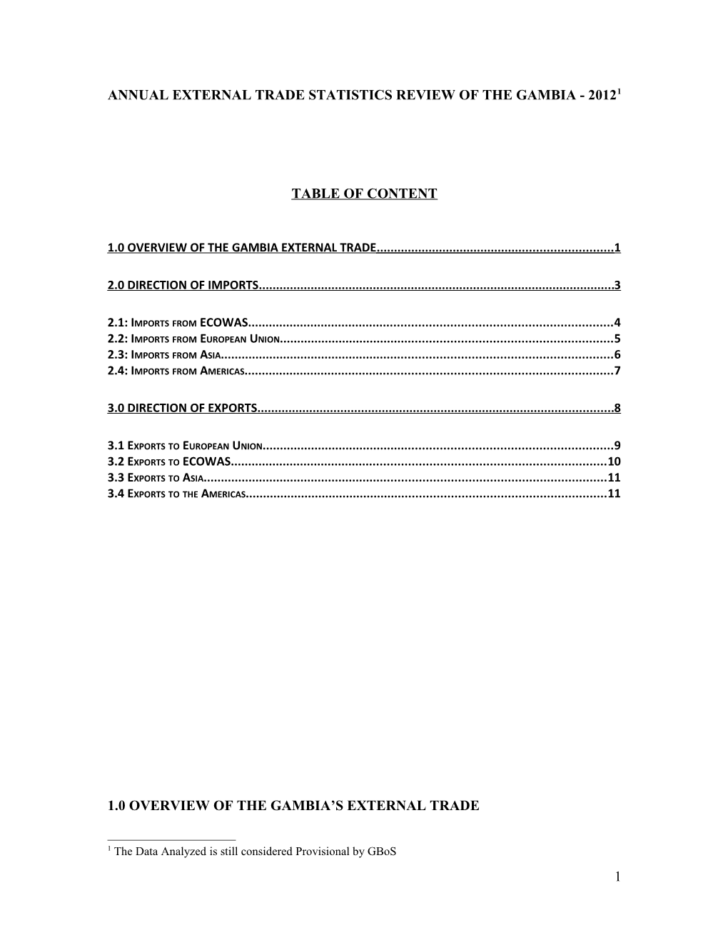 Annual External Trade Statistics Review of the Gambia - 2011