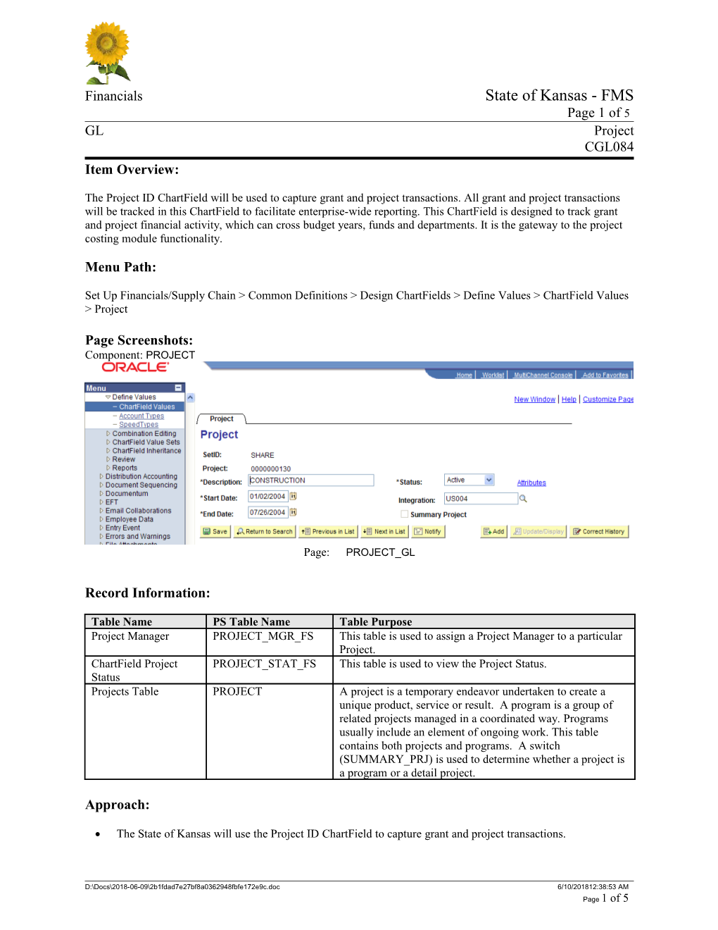 Financials State of Kansas - FMS Page 1 of 5