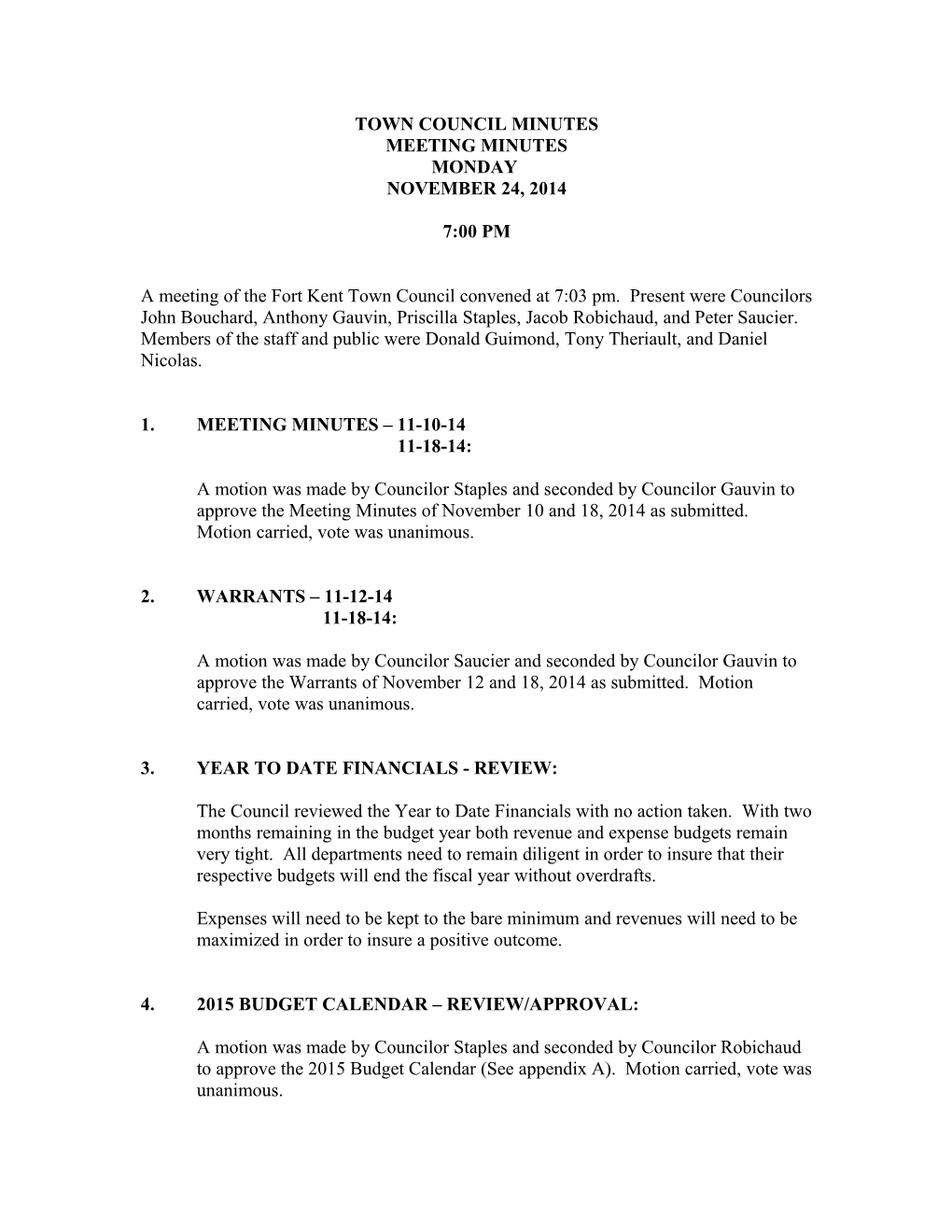 Town Council Minutes s2