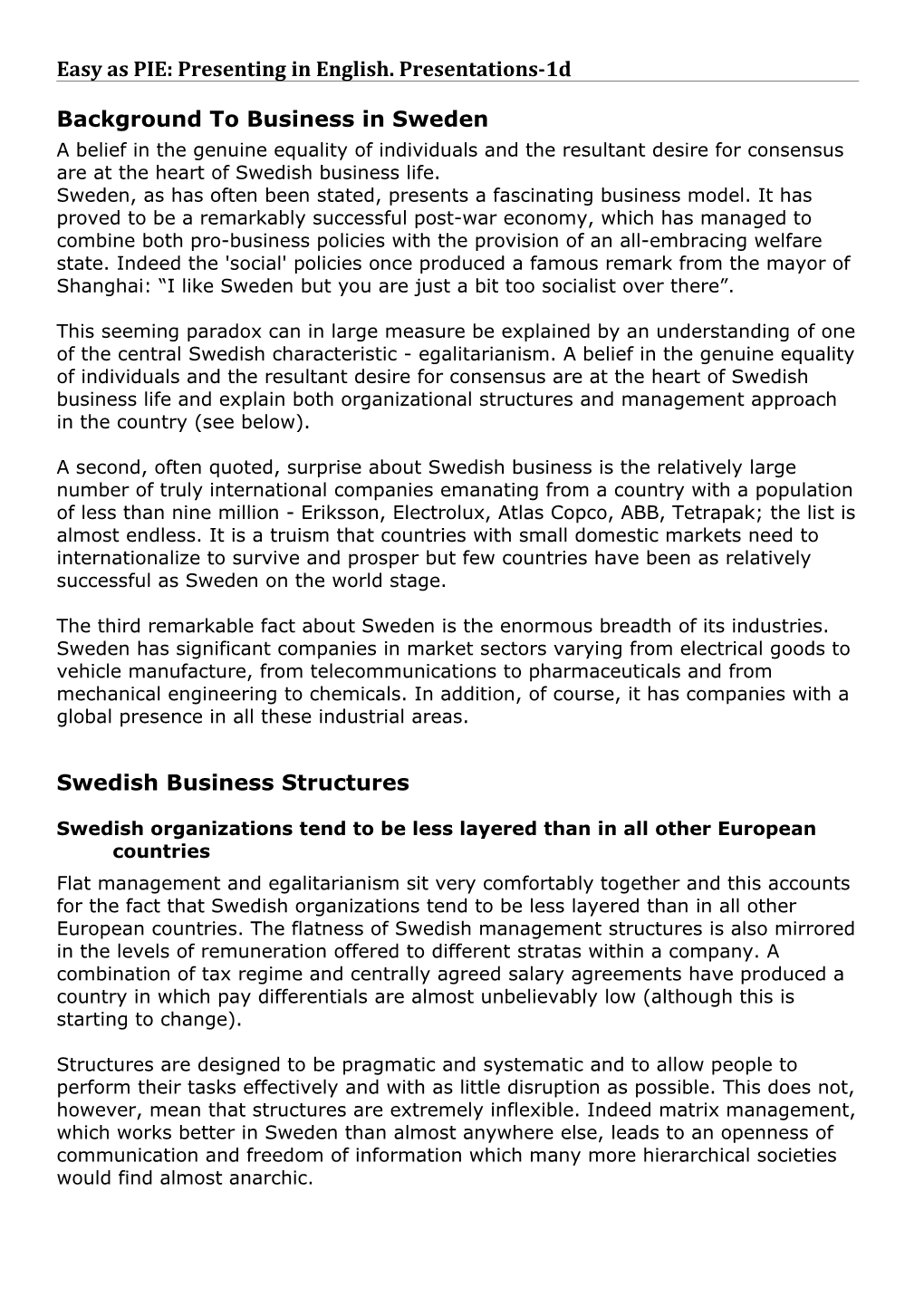 Background to Business in Sweden