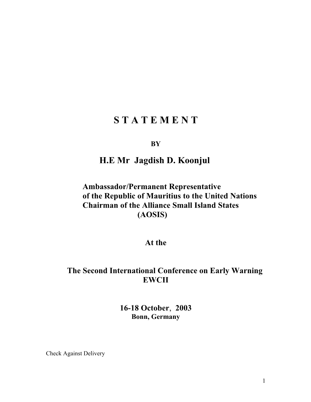 Of the Republic of Mauritius to the United Nations