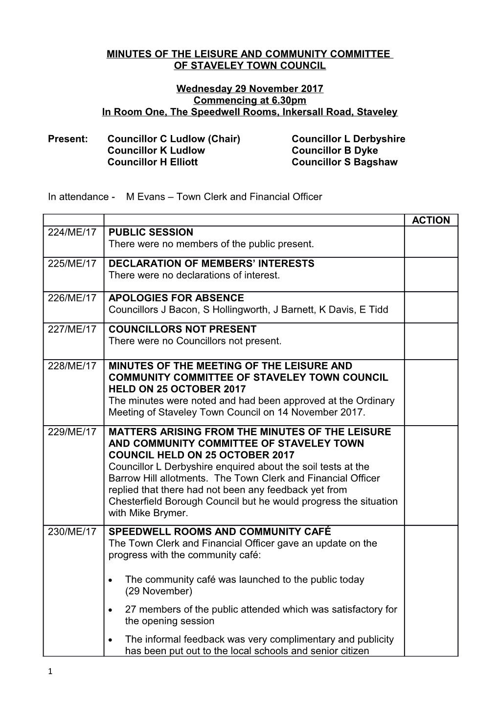 Minutes of the Leisure and Community Committee