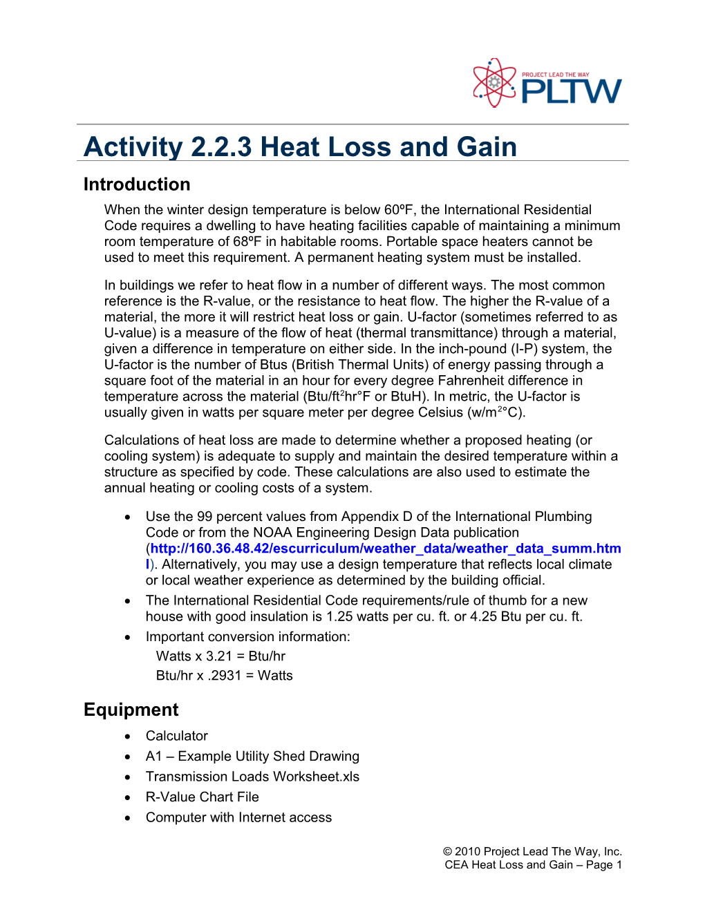 Activity 2.2.3 Heat Loss and Gain