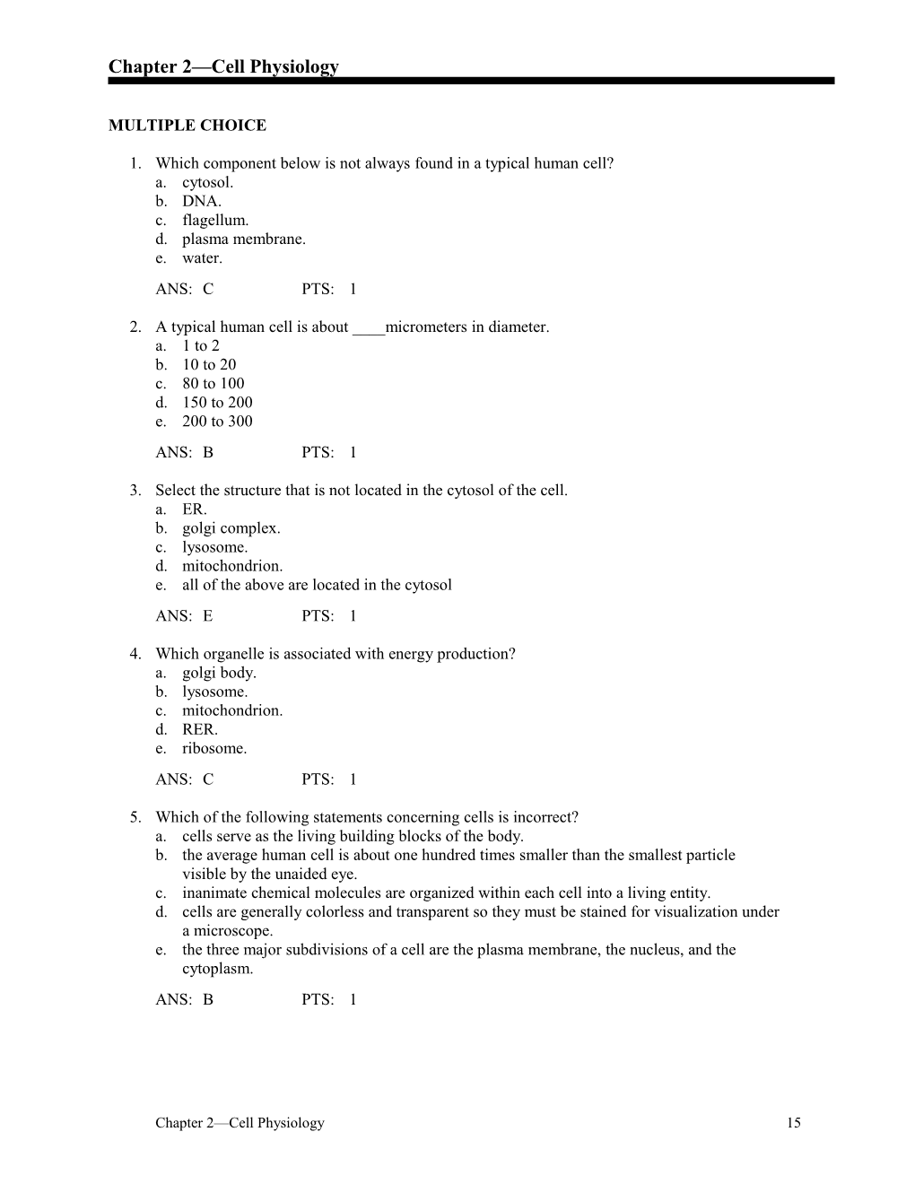 Chapter 2 Cell Physiology