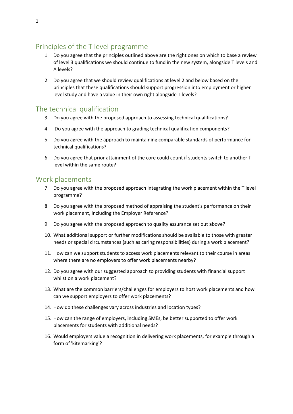 Principles of the T Level Programme