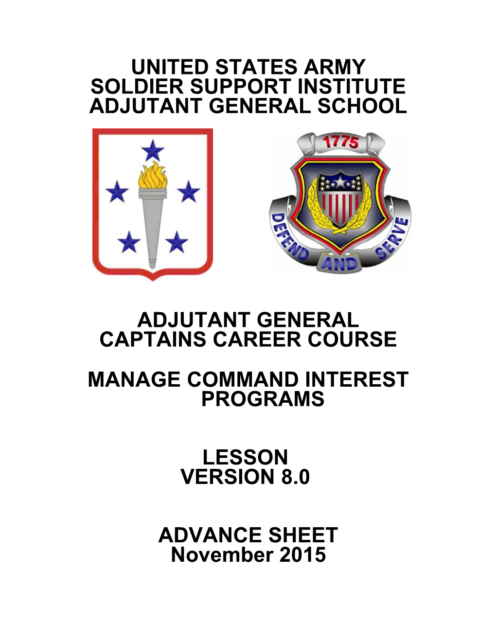 Manage Command Interest Programs ELM Advance Sheet
