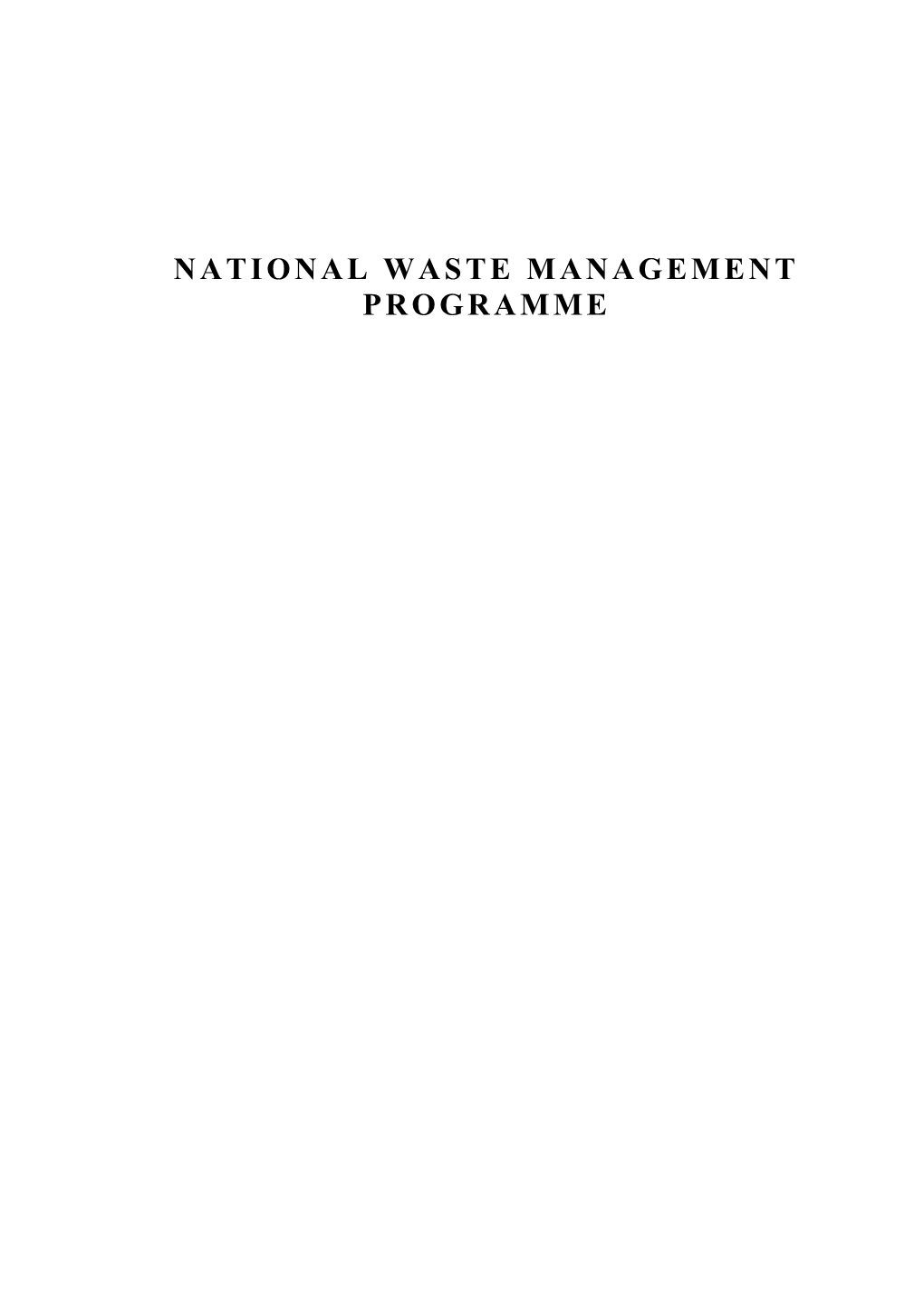 National Waste Management Programme