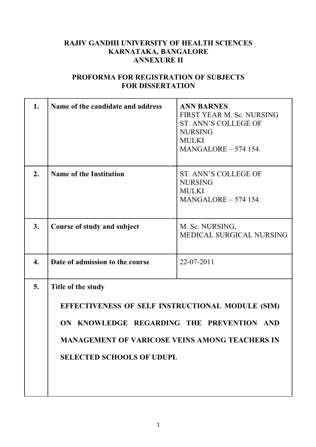 Rajiv Gandhi University of Health Sciences Karnataka, Bangalore