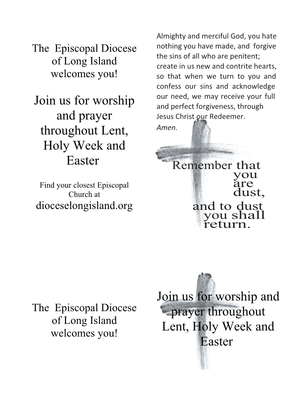 Join Us for Worship and Prayer Throughout Lent, Holy Week and Easter