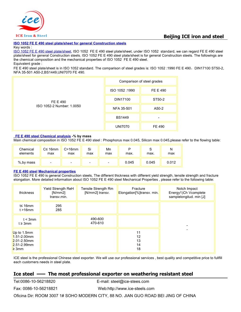 ISO 1052 FE E 490 Steel Plate,ISO 1052 FE E 490 Steel Supplier