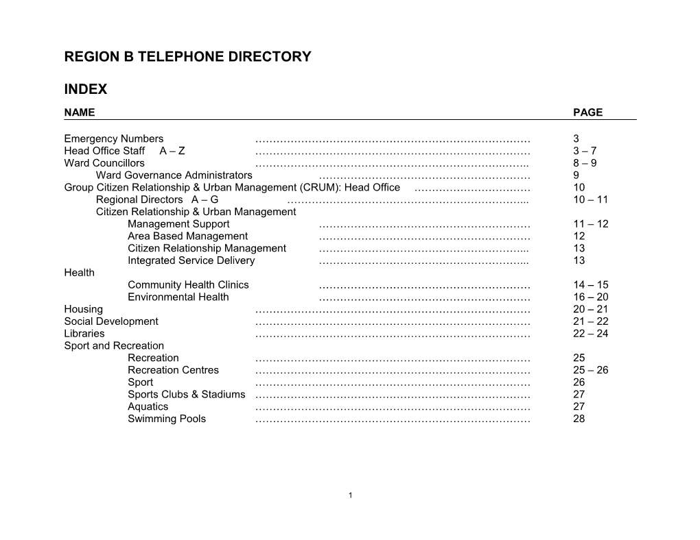 Region B Telephone Directory