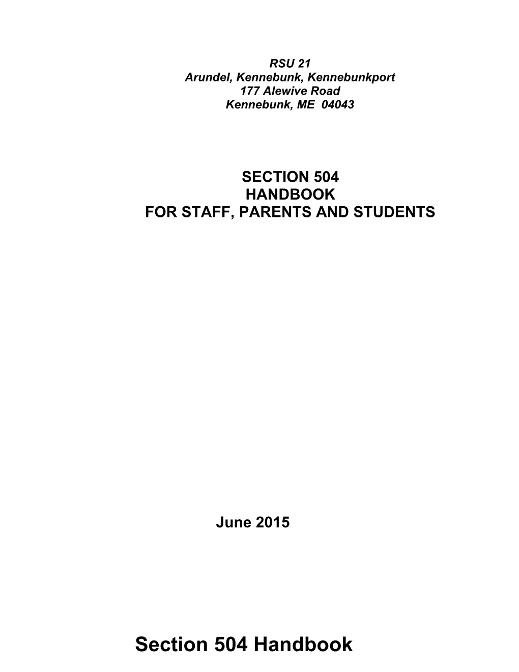 Section 504 Policies and Procedur4es Handbook