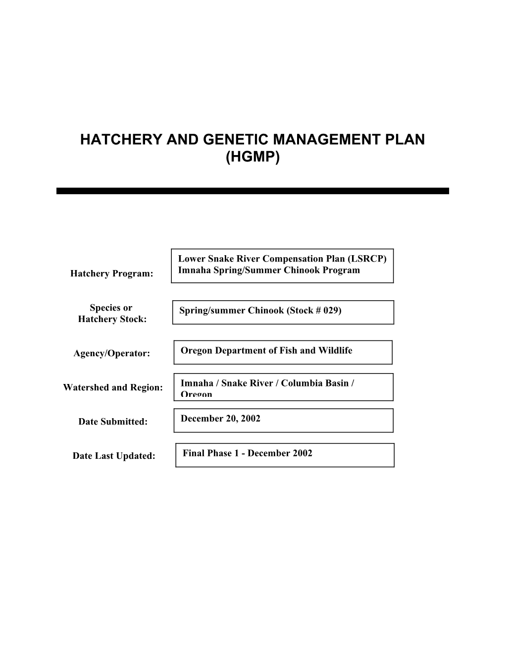 Hatchery and Genetic Management Plan s1