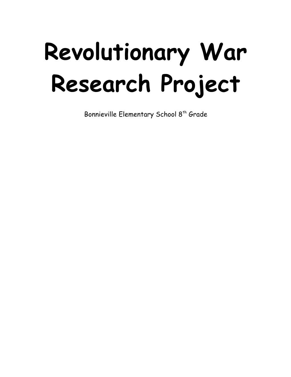 Revolutionary War Research Project