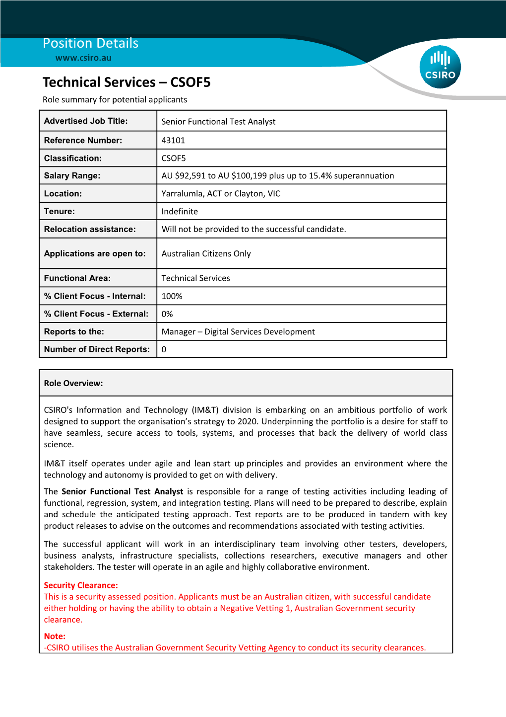 Position Details - Technical Services - CSOF5