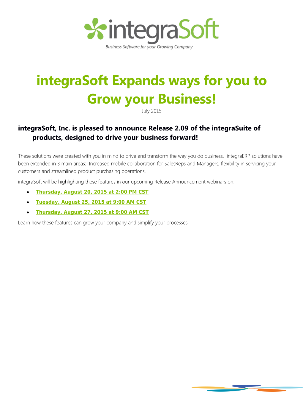 Integrasoft Expands Ways for You to Grow Your Business!