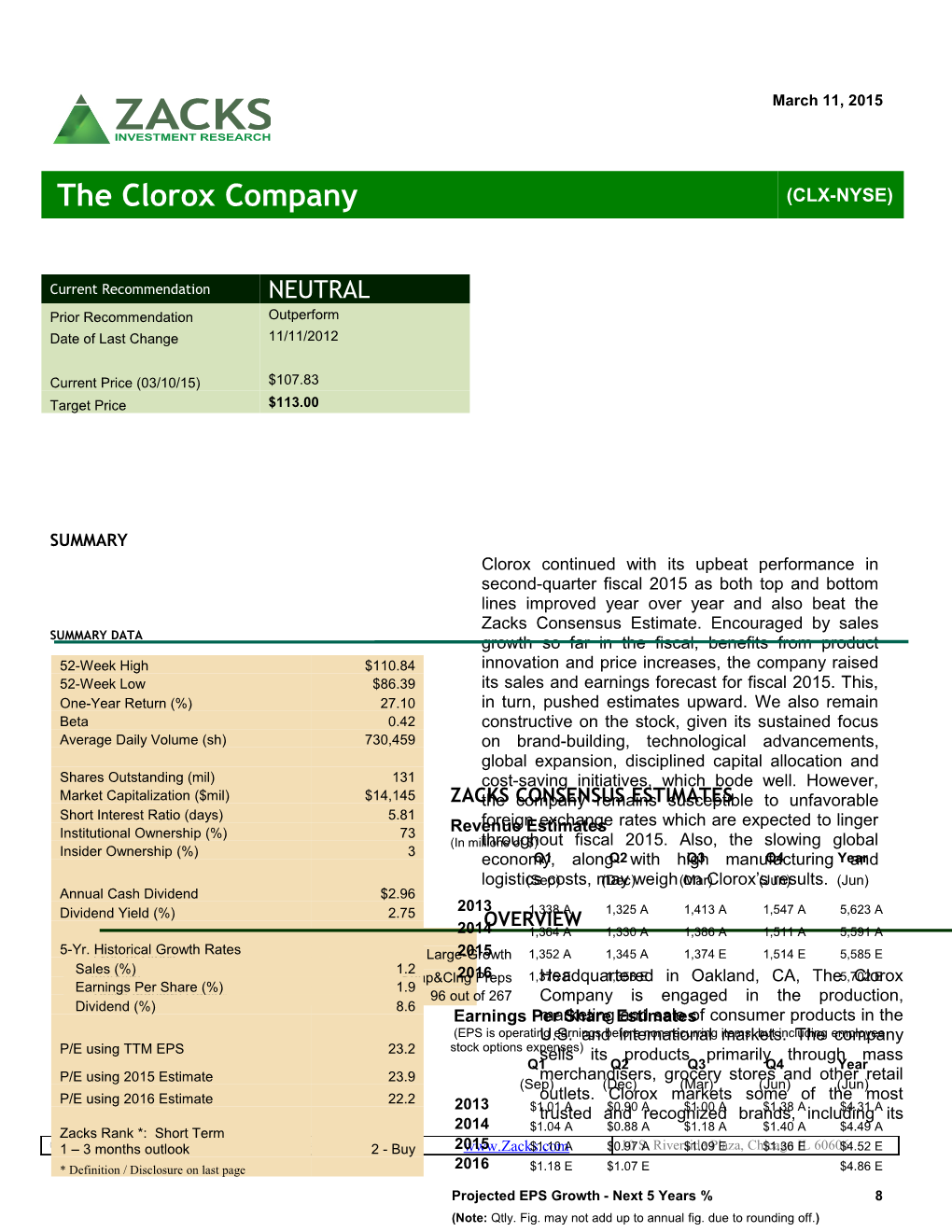 The Clorox Company