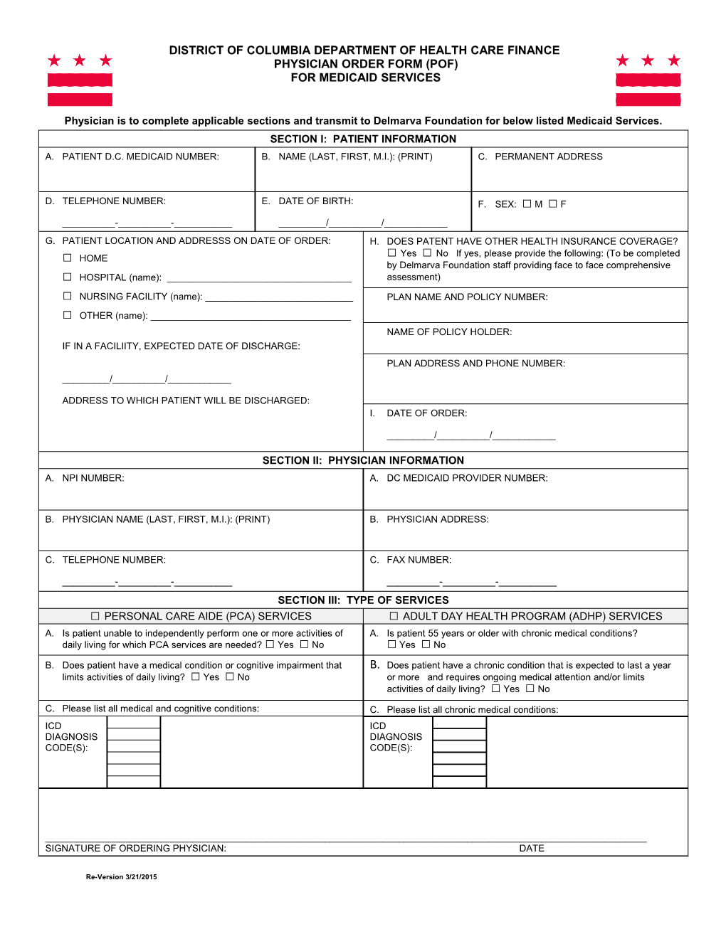 Physician Order Form (Pof)