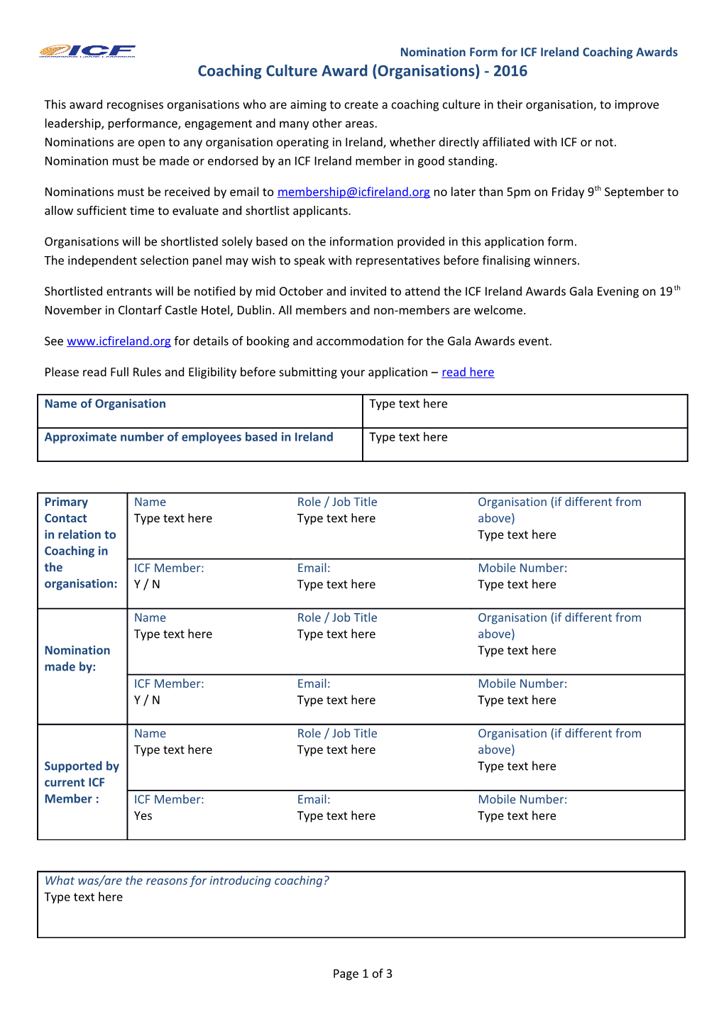 Coaching Culture Award (Organisations) - 2016