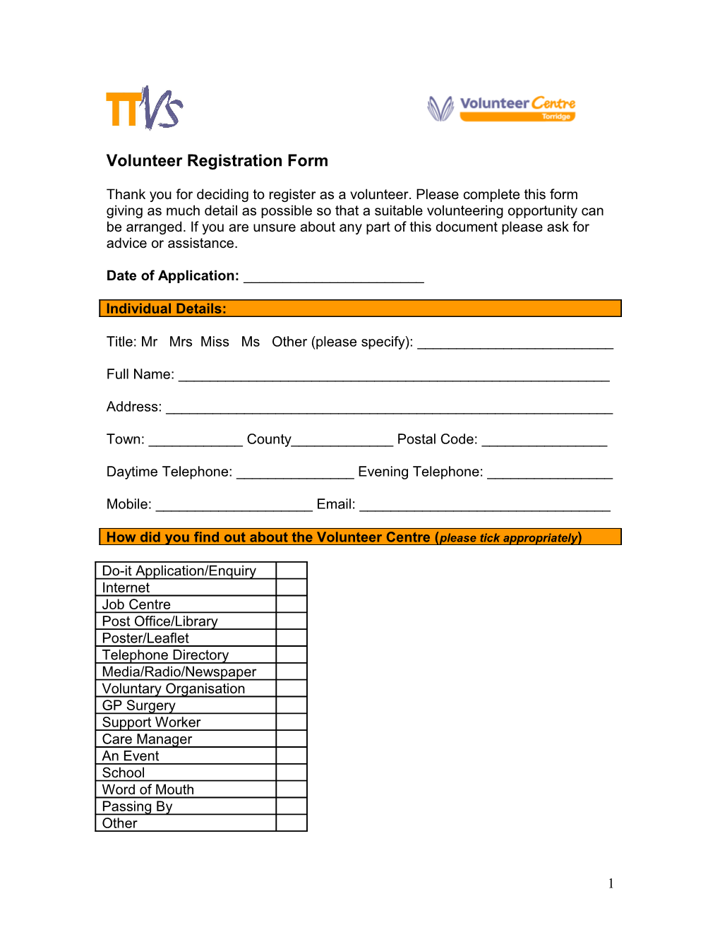 Volunteer Registration Form