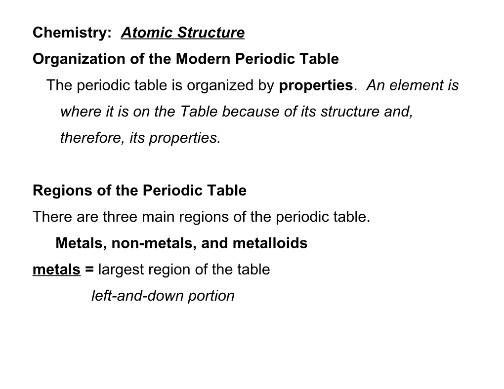 Chemistry: Atomic Structure