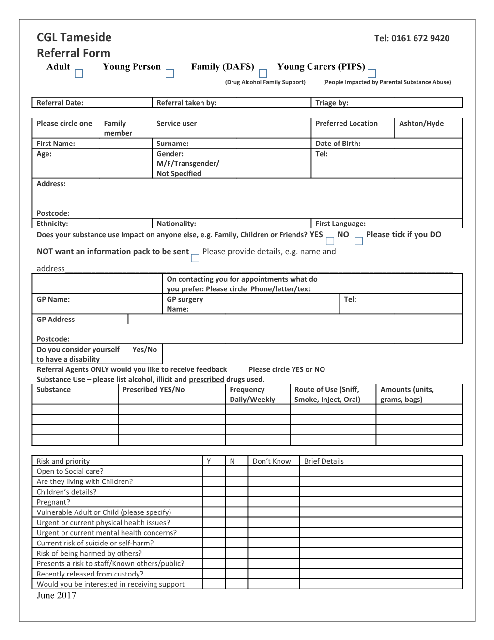 Family Support Referral Form